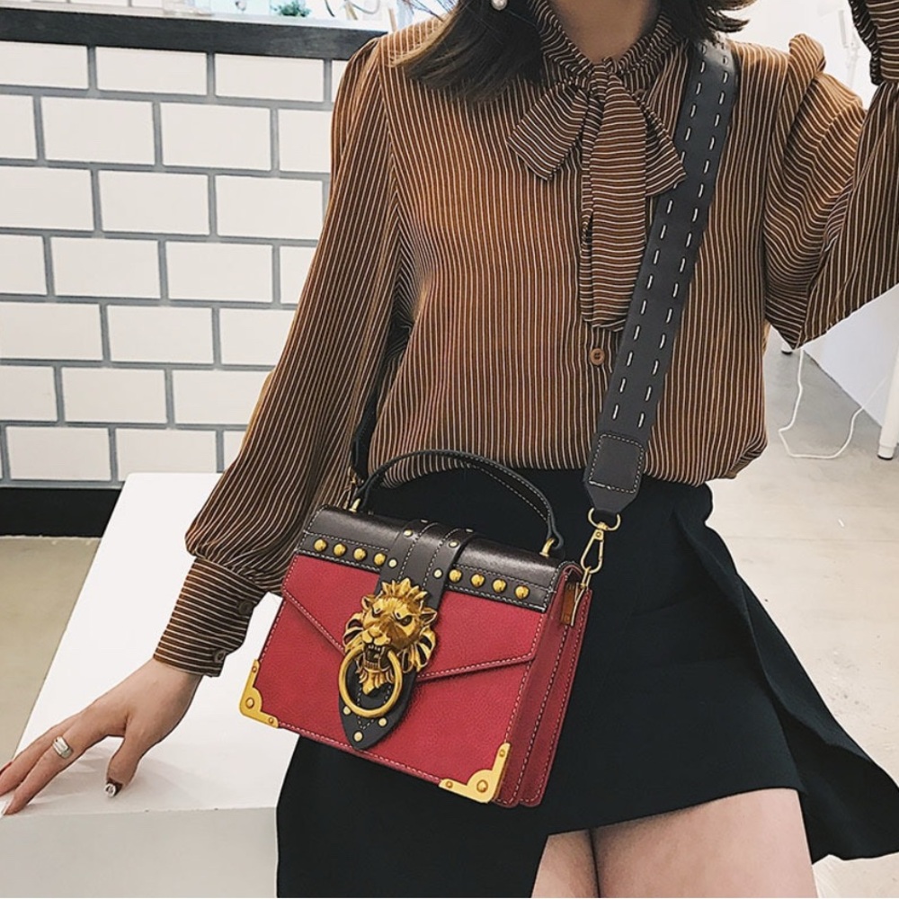 Elegant Red and Black Women's Handbag